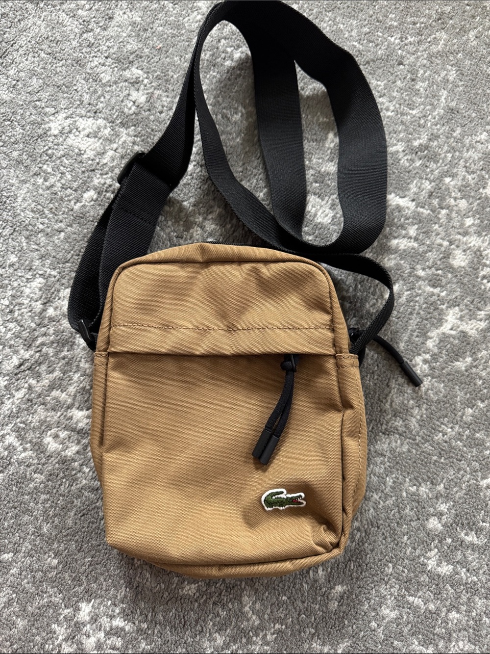 Lacoste Tan and Black Messenger Crossbody Bag